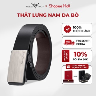 Thắt lưng nam da bò mặt nhám cao cấp Williampolo, dây nịt nam thiết kế cổ điển công sở POLO 210