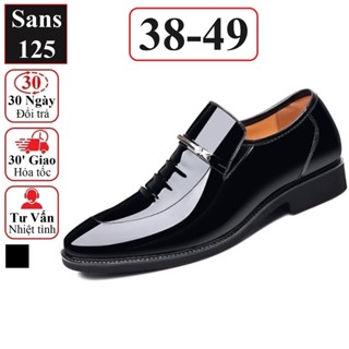 Giày tây lười Sans125 big size 49 48 47 cỡ to 46 45 giầy da công sở không dây đen bóng âu đẹp cao cấp hàn quốc mũi tròn