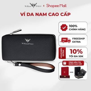  Ví nam da bò cao cấp William Polo túi cầm tay dáng dài phong cách sang trọng - POLO121 