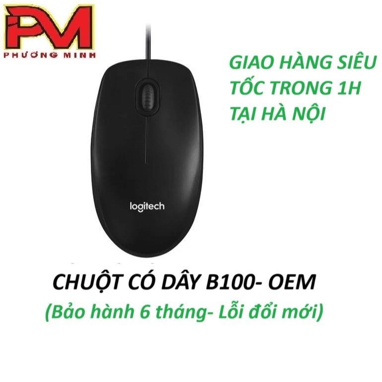 Chuột có dây máy tính Logitech B100 Đen - HÀNG OEM Loại 1 chất lượng cao Bảo hành 6 tháng