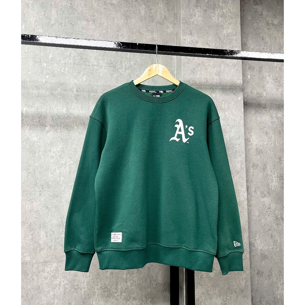 (CHÍNH HÃNG) ÁO SWEATER NEW ERA BIG LOGO A'S - XANH LÁ