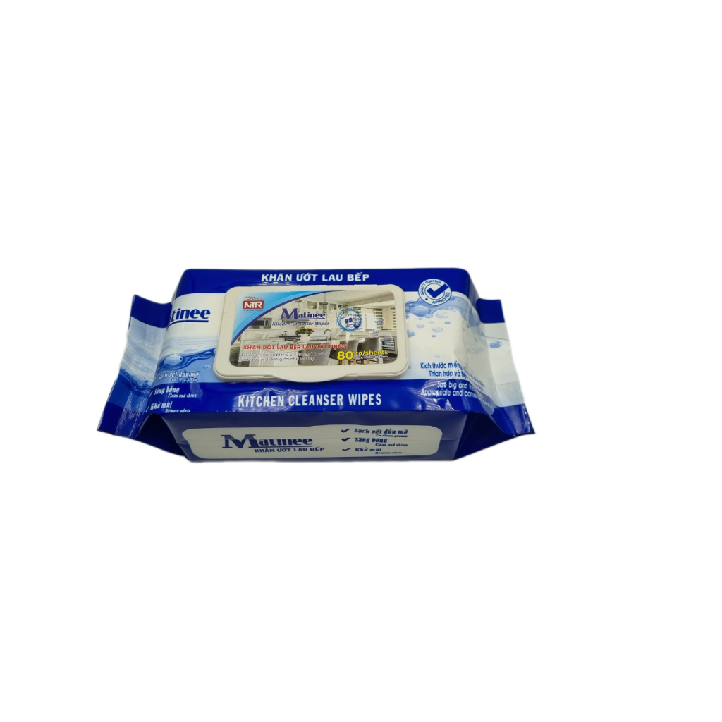 Thùng 5 gói khăn ướt lau bếp lau vật dụng kháng khuẩn Matinee loại mới 80 tờ, khăn to và dày, 700g