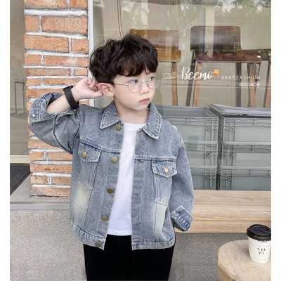 Áo khoác denim Beemo FORM TO phối túi vải denim dày dặn cho bé trai từ 9-24kg 4601ADB