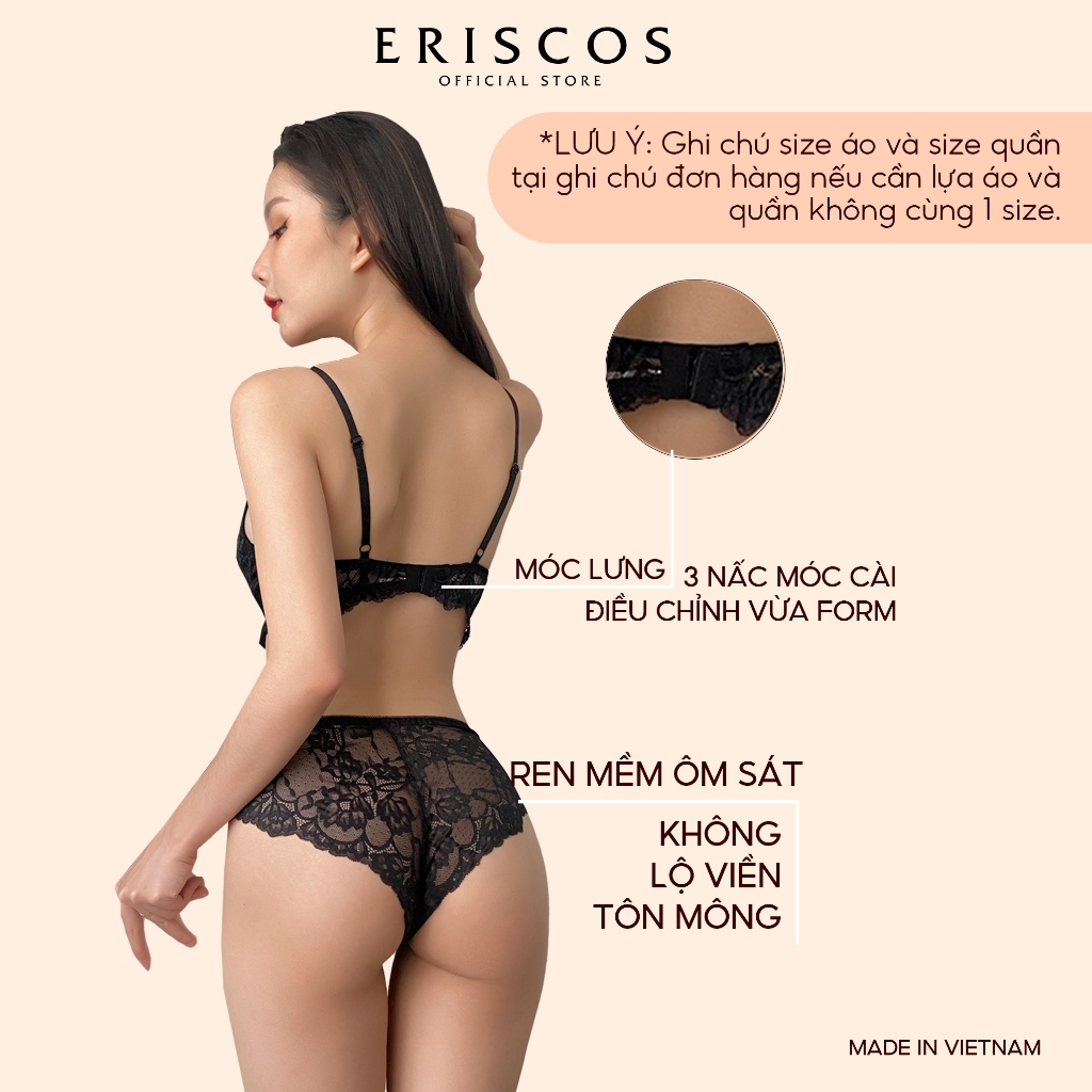 Bộ Đồ Lót Ren Nữ Áo Quả Chéo Quần Lót Tam Giác Có Gọng Không Mút Lót Gợi Cảm Thoải Mái Eriscos | BigBuy360 - bigbuy360.vn