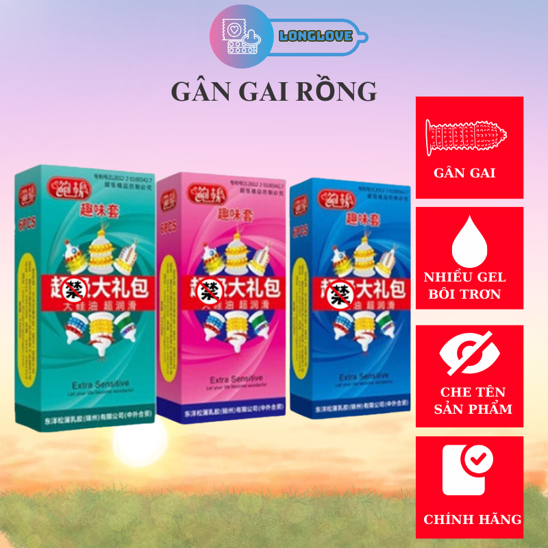 Bao cao su gân gai rồng EXTRA SENSITIVE to chạm đỉnh đê mê Hộp 6 bcs