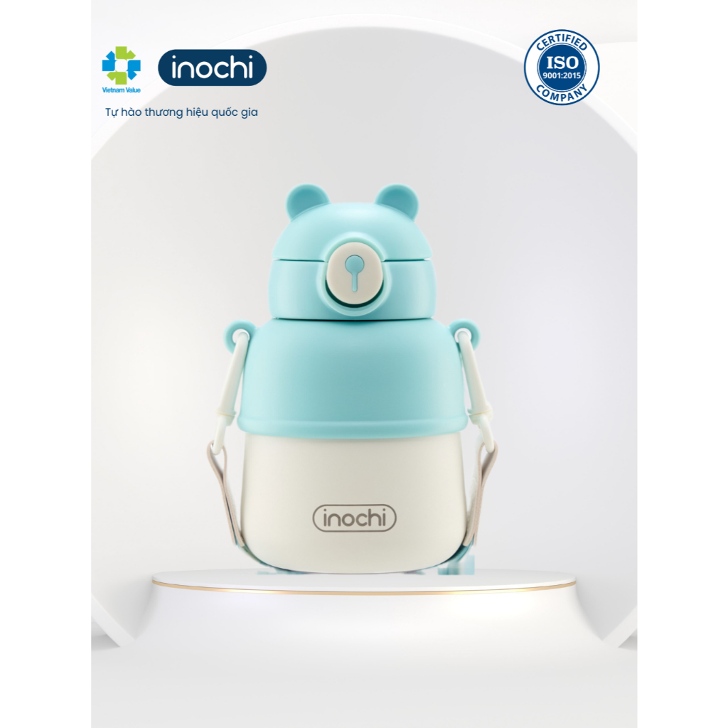 Bình nước giữ nhiệt Fuji Bear 560ml - Hình gấu dễ thương, màu sắc tươi tắn