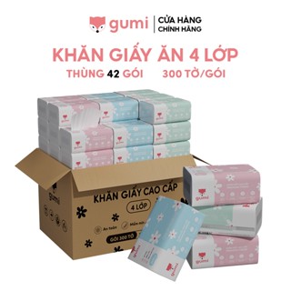 Thùng 42 gói giấy ăn cao cấp Gumi 3 lớp / 4 lớp mềm mịn, tiện lợi Khăn Giấy để Phòng Khách