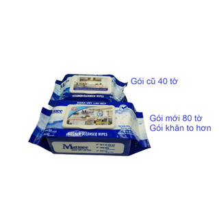 Thùng 5 gói khăn ướt lau bếp lau vật dụng kháng khuẩn Matinee loại mới 80 tờ, khăn to và dày, 700g
