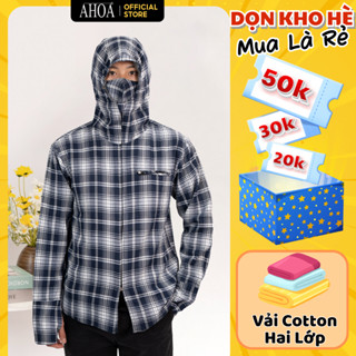 Áo Chống Nắng Nam 2 Lớp AHOA Vải Cotton Thô Lót Thun, Áo Khoác Chống Nắng Dáng Ngắn Mềm Mại Chống Tia UV AKN