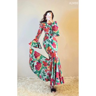 Đầm Maxi Hoa Hồng Tay Loe Đuôi Cá A2498 - Thời Trang Thanh Lịch