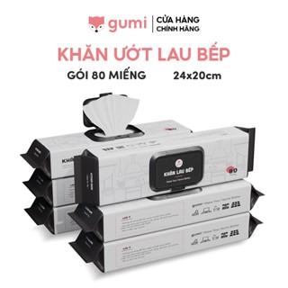 Khăn giấy ướt lau bếp Gumi gói 80 tờ size lớn khử mùi tẩy dầu mỡ gian bếp
