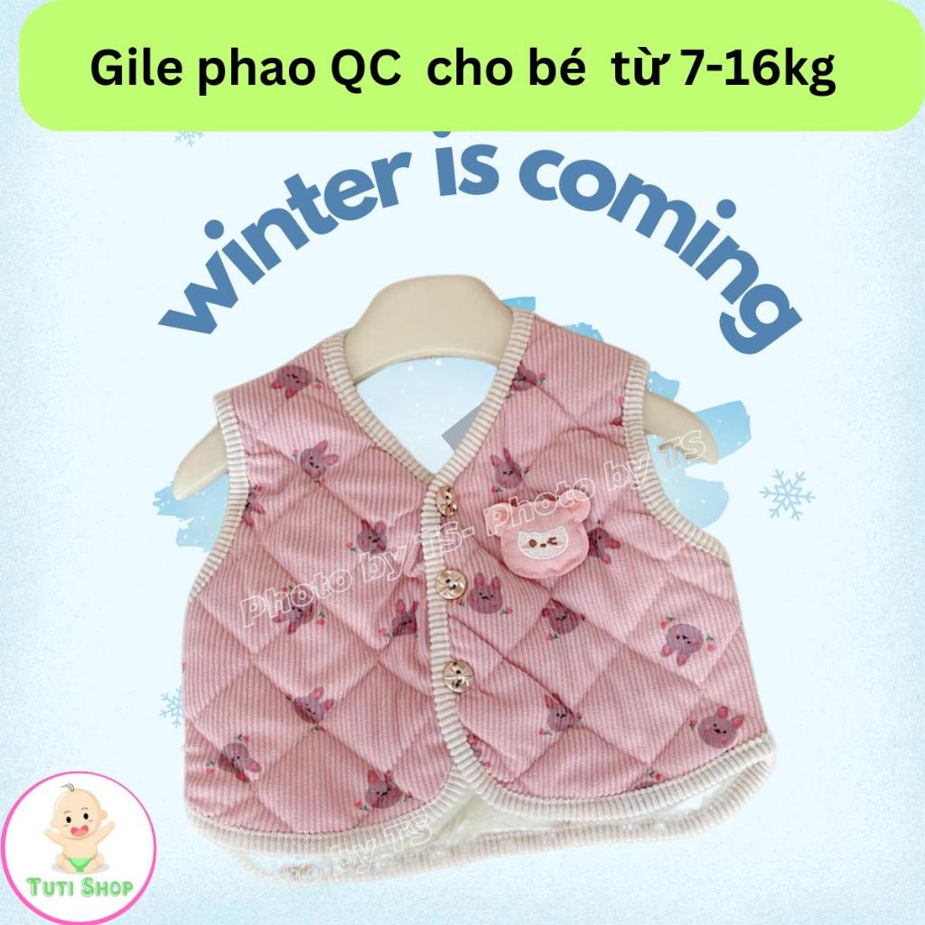 Áo gile lót Nỉ NHUNG ẤM ÁP, áo khoác cho bé, áo khoác phao mùa đông cho bé trai, bé gái