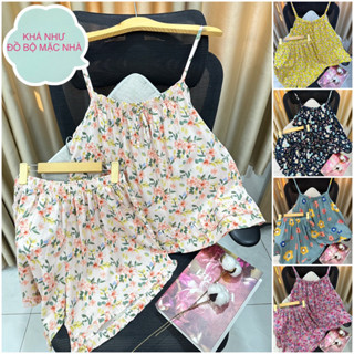 (CÓ NHÚNG THUN PHẦN TRƯỚC NGỰC VÀ SAU LƯNG) Bộ tole nữ, bộ lanh nữ mặc nhà quần đùi áo dây 50-70 ký