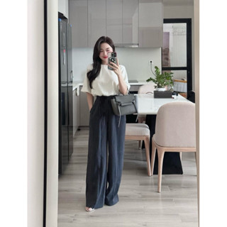 QUẦN TÂY KẺ SỌC ỐNG RỘNG LƯNG CAO DÀI 102CM CHẤT VẢI CHÉO ITALY CAO CẤP KHÔNG NHĂN PHONG CÁCH HÀN QUỐC SIÊU SANG