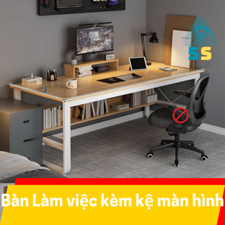 Bàn Làm Việc Để Máy Tính Có Kệ – Mặt Gỗ MDF – Chân Sắt Sơn Tĩnh – Kệ 2 Màn Hình, Chịu Tải Tốt