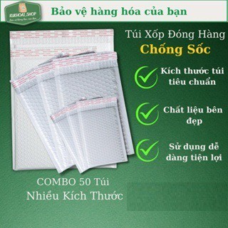  COMBO 50 Túi Đóng Hàng Chống Sốc Túi Có Lót Bóng Khí Tiện Lợi Nhiều KT 11x11 11x13 11x15 11x23 12x18 13x15 13x17 13x21 