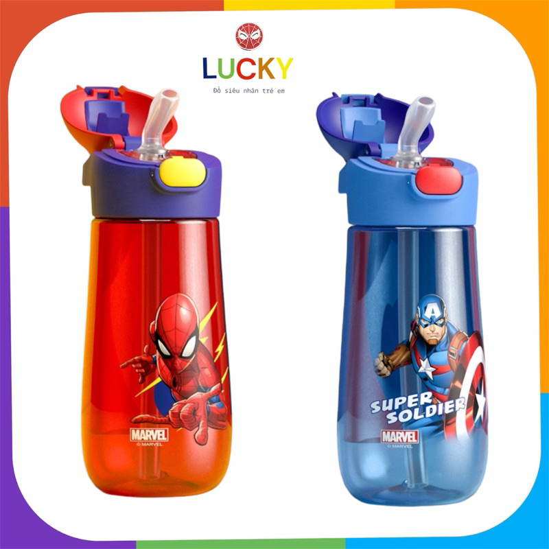 BÌNH NƯỚC DISNEY SIÊU NHÂN NHỆN/ ELSA / CAPTIAN 600ml QUAI XÁCH