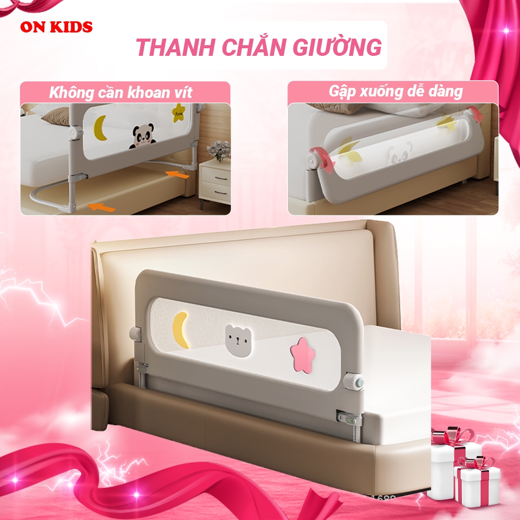 Thanh chắn giường cho bé không cần khoan vít chân chữ U chắc chắn - quây giường, hàng rào, lan can