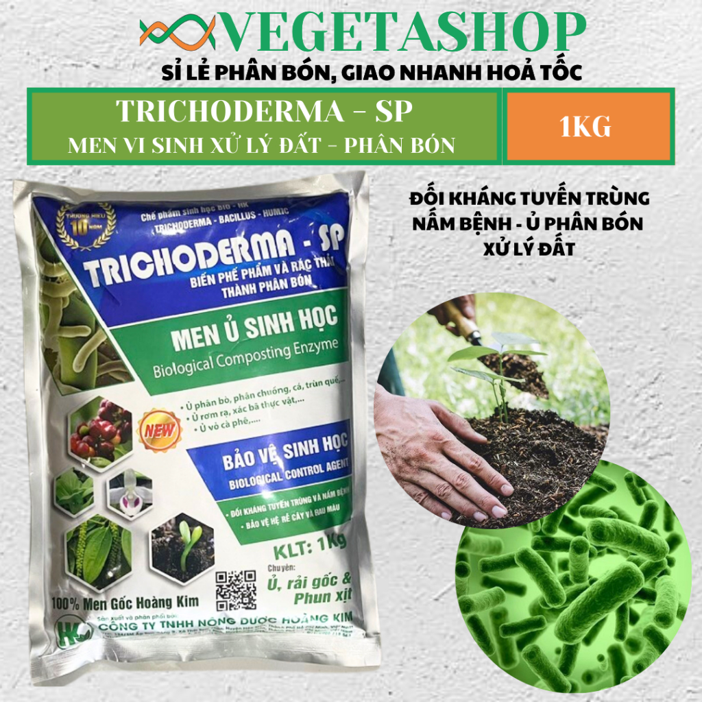 [ Tốt ] Nấm đối kháng Trichoderma - men vi sinh trichoderma chuyên dùng ủ phân chuồng và xử lý đất trồng cây -Vegetashop