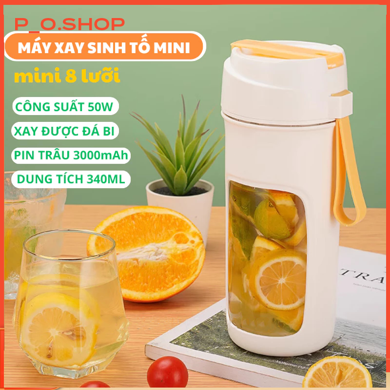 【🔥Rẻ】Máy xay sinh tố mini cầm tay đa năng 6 lưỡi, sạc pin tích điện 3000mAh,công suất 50W dạng cốc x