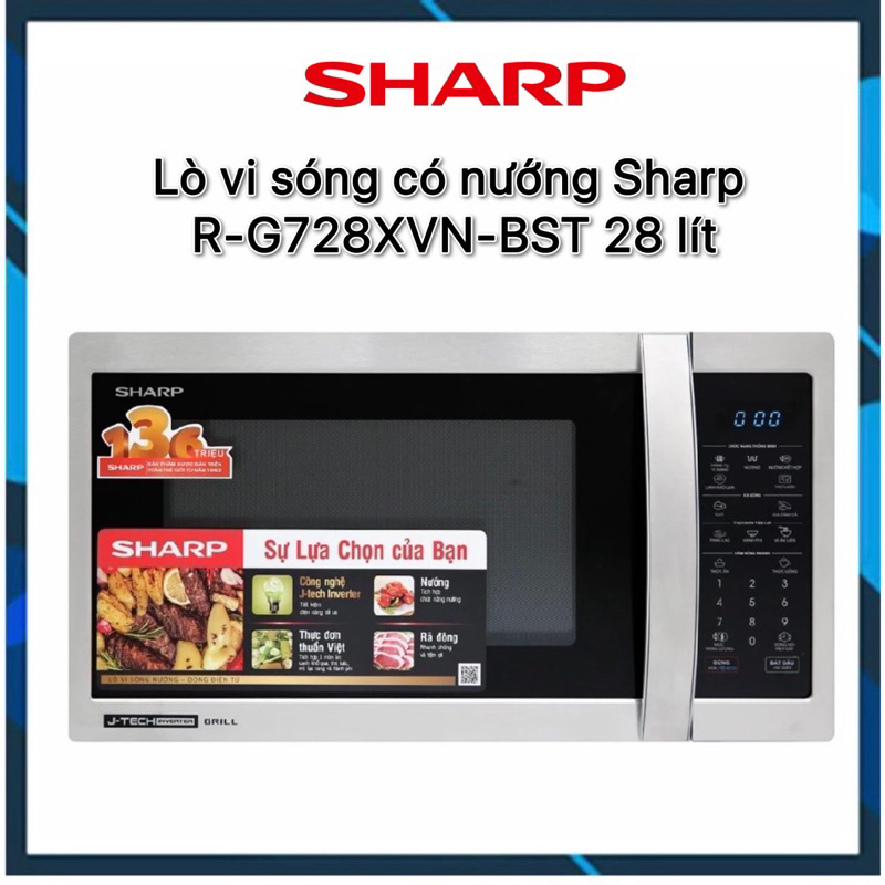 Lò vi sóng có nướng Sharp R-G728XVN-BST 28 lít trưng bày 99%