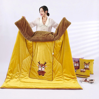 Chăn nhung ALLIO dày dặn giữ ấm mùa đông, chăn nhung lông tuyết có thể gấp gọn làm gối