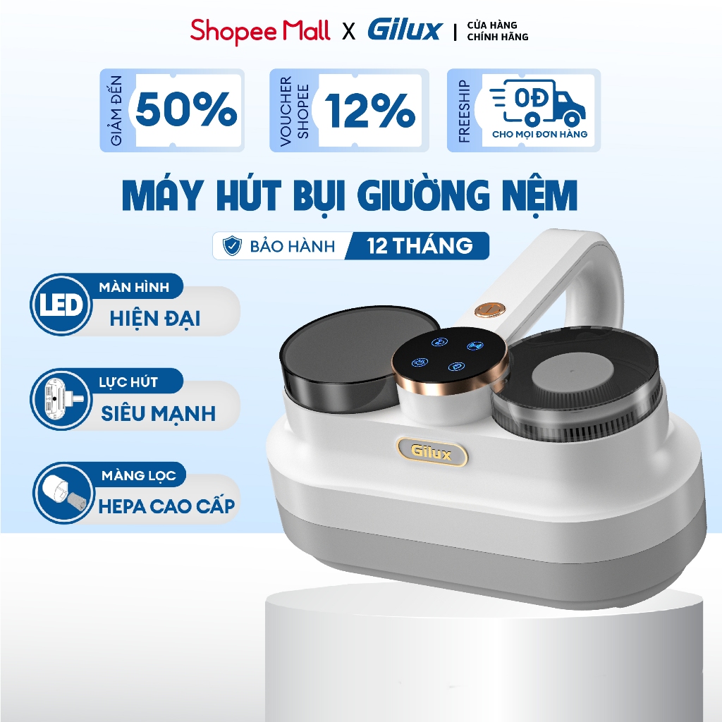 Máy hút bụi giường nệm cầm tay Gilux - Lực hút 13000 Pa - Tia UV khử khuẩn - Bảo hành 12 tháng