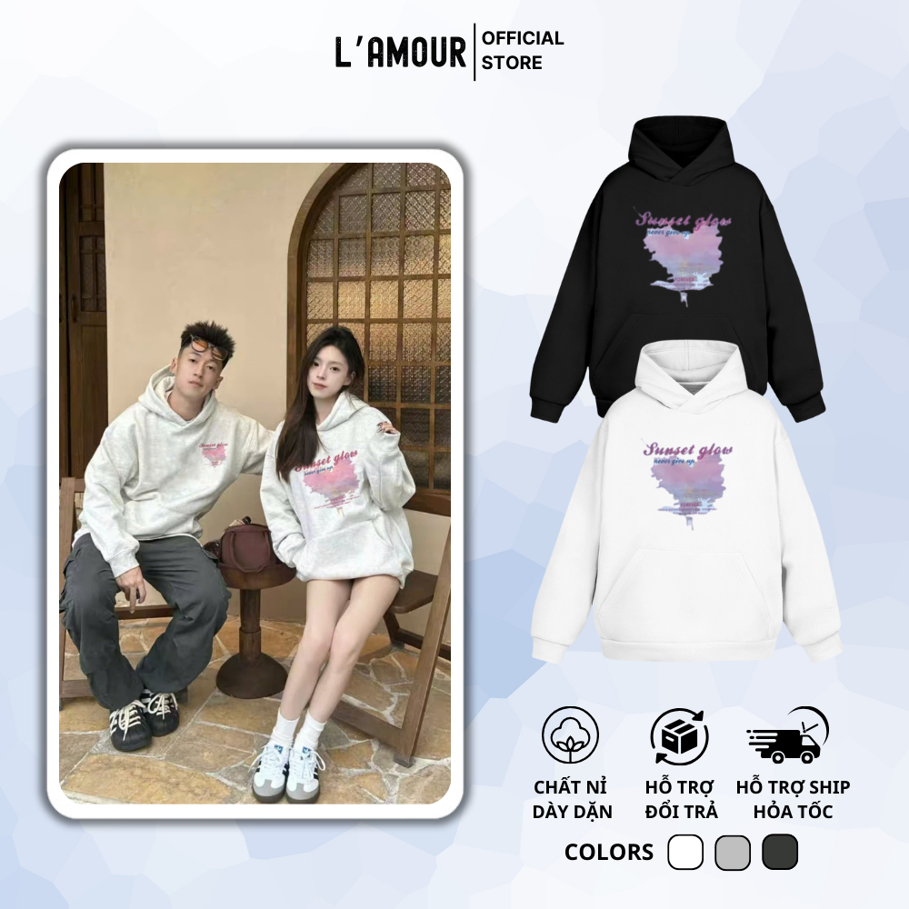 Áo Hoodie , áo hoodie đôi Sweater nam nữ Tim Hồng , hoodie có mũ nỉ cotton mịn from Hàn Quốc [A093]