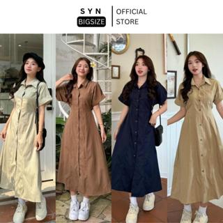 Váy bigsize nữ đầm maxi tay hến hai túi chất thô hai da lưng chun Phong cách Hàn Quốc SYN BIGSIZE