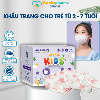  Khẩu trang cho bé 6D Mask Kids An Tâm thùng 100 cái chống bụi mịn kháng khuẩn dành cho bé từ 2 đến 7 tuổi 
