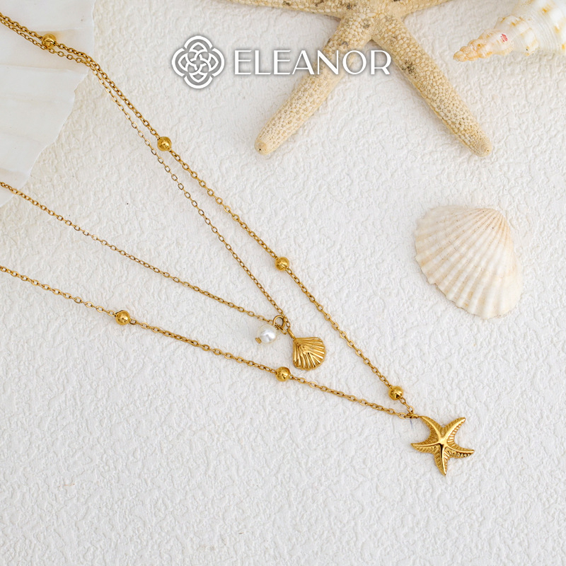Dây chuyền layer nữ titan Eleanor Accessories thiết kế hình vỏ sò phụ kiện trang sức vòng cổ 8420