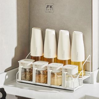 Kệ đựng gia vị nhà bếp FEEKA thiết kế đơn giản, giá để hũ gia vị 2 tầng màu trắng sang trọng