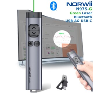  Bút trình chiếu kỹ thuật số có bluetooth dùng cho màn hình led đầu nhận USB-A USB-C laser xanh Norwii N97S-G 