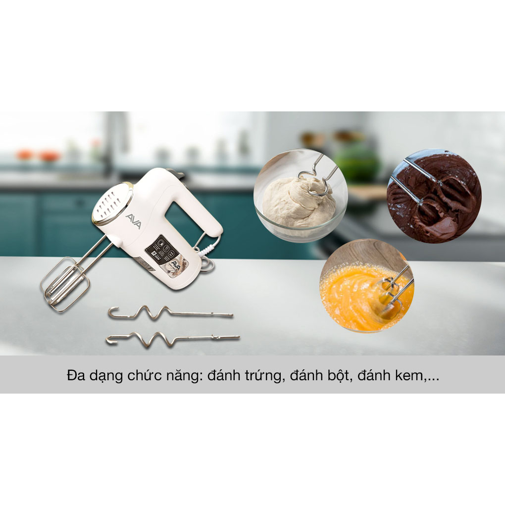 Máy đánh trứng AVA HM9103-GS công suất 300w,Que trộn Thép không gỉ,Đánh trứng,Đánh kem,Đánh bột