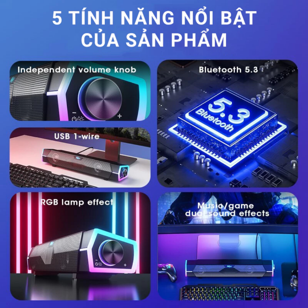 Loa Bluetooth 4D NIYE V18 - Loa Máy Tính Dành Cho Game Thủ, Tích Hợp Soundcard Và Micro Đàm Thoại | BigBuy360 - bigbuy360.vn