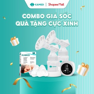 Combo Máy Hút Sữa Silicon Kamidi Max Kèm Bình Sữa Có Núm Ti Và Núm Trợ Ti Kamidi