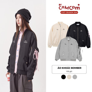 Áo Bomber Bycamcam Dù 2 Lớp Oversized Khoá Zip Tay Nhún Kèm Nơ Tháo Rời 2024