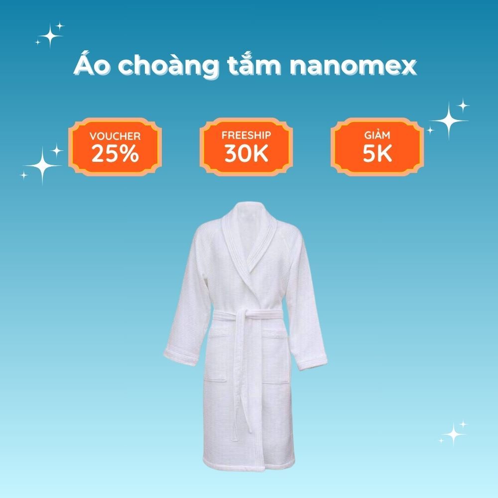 Áo choàng tắm cao cấp 100% chất cotton tổ ong Nanomex đẹp cho khách sạn, du lịch, nghỉ dưỡng