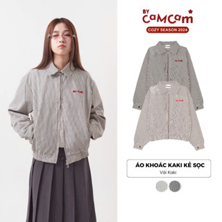  Áo Khoác Kaki Bycamcam Kẻ Sọc Nữ Áo Form Boxy Phong Cách Retro Streetwear AKHD076 