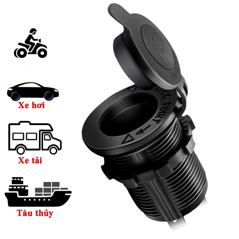 Ổ cắm tẩu sạc trên xe hơi , ô tô , xe máy tàu thuyền điện áp 12-24V
