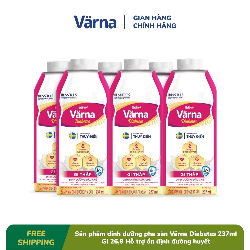 (BAO BÌ MỚI) Thùng 12 Hộp 237mL Sữa Bột Pha Sẵn Varna Diabetes (Ăn Kiêng - Tiểu Đường) - YOOSOO