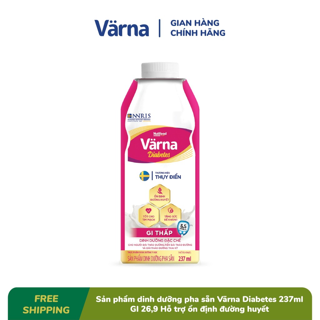 (BAO BÌ MỚI) Thùng 12 Hộp 237mL Sữa Bột Pha Sẵn Varna Diabetes (Ăn Kiêng - Tiểu Đường) - YOOSOO