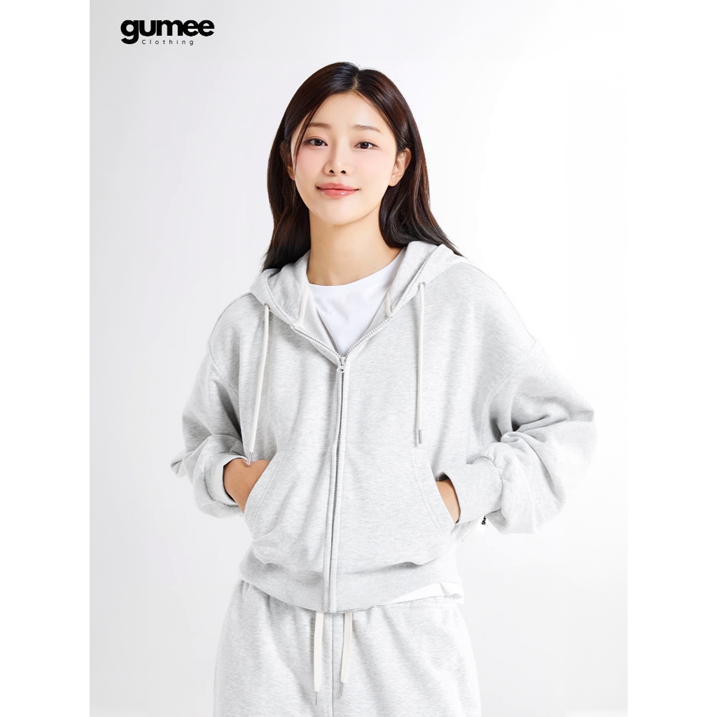 Áo khoác hoodie zip nữ croptop chống nắng nỉ hai da form rộng boxy mũ to thấm hút mồ hôi tốt - GHZ | BigBuy360 - bigbuy360.vn