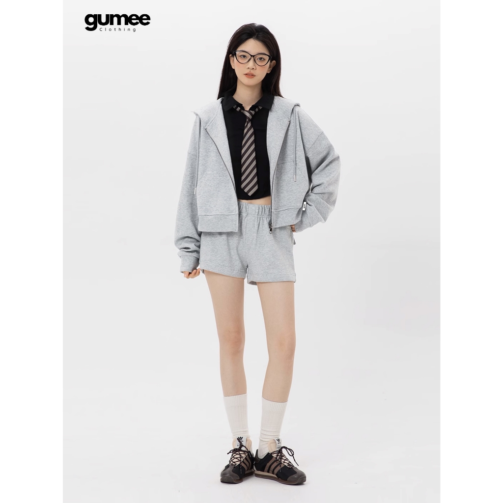 Áo khoác hoodie zip nữ croptop chống nắng nỉ hai da form rộng boxy mũ to thấm hút mồ hôi tốt - GHZ | BigBuy360 - bigbuy360.vn