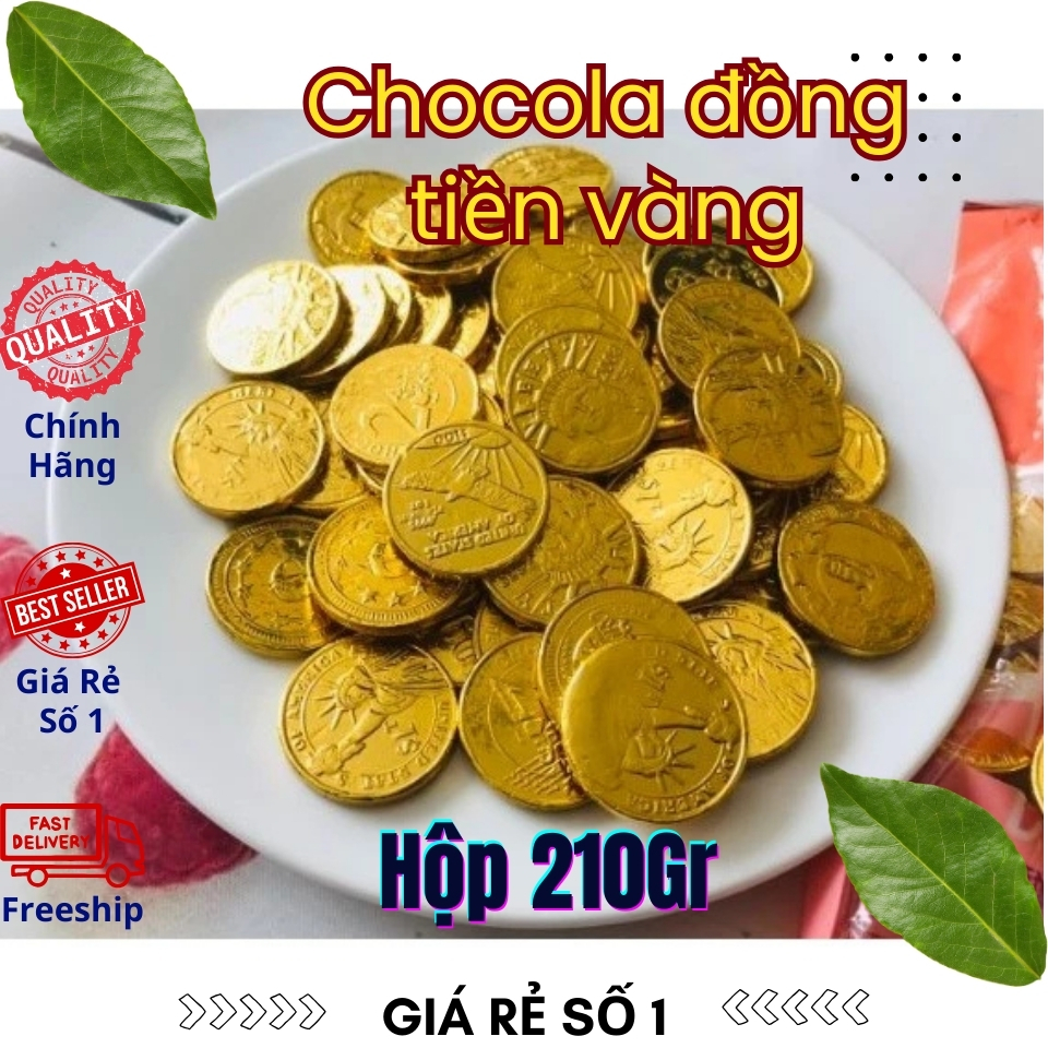 Kẹo, kẹo milo, kẹo socola, kẹo socola đồng tiền vàng Đức Anh, hộp socola đồng xu siêu ngon1 hộp 210G