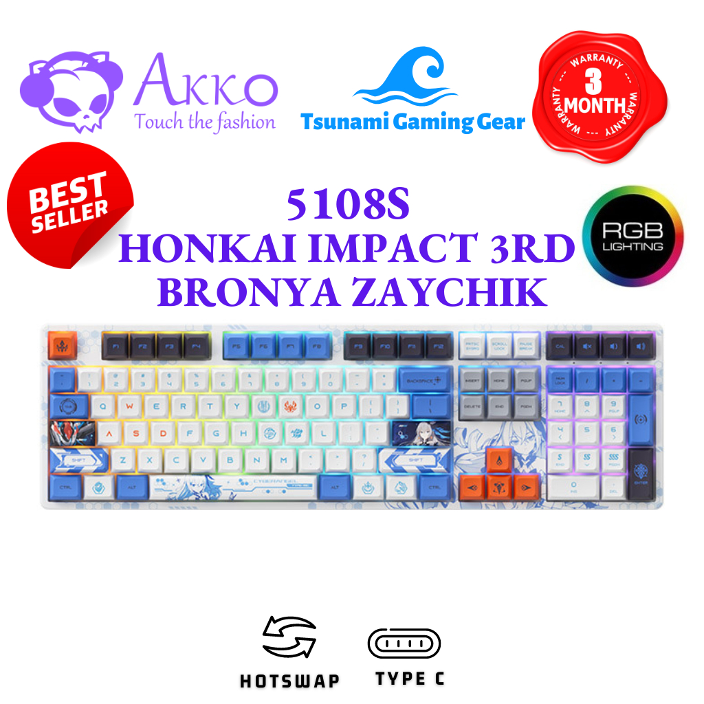 Bàn phím cơ AKKO 5108S Honkai Impact 3rd – Bronya Zaychik | Hotswap | RGB | AKKO Crystal Switch
