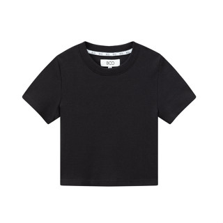 Áo Thun BOO Form Crop Top Cotton Basic Trơn Màu Đen