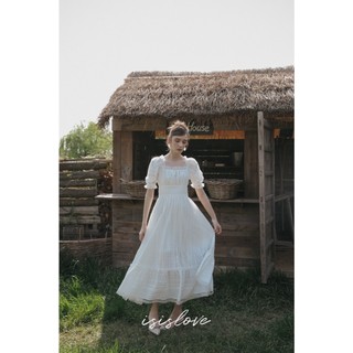 Đầm Maxi Thô Ren Cổ Vuông Tay Bèo Sang Chảnh Tiểu Thư A1331 - Thời Trang Nữ, Đầm Dự Tiệc 🌟