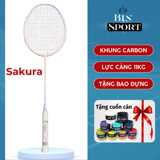 Vợt cầu lông Kumpoo Sakura chính hãng, vợt carbon siêu nhẹ căng sẵn 11kg, trợ lực tặng kèm bao đựng, quấn cán -Bin Sport