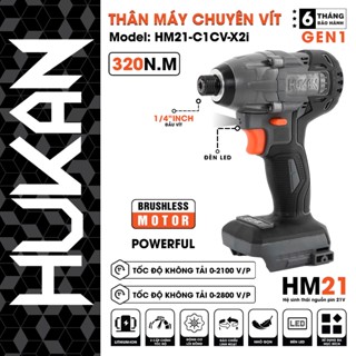 Máy Chuyên Vít HUKAN HM21-C1CV-X2I, Lực Siết 320Nm - Nhỏ Gọn, Động Cơ Không Chổi Than Màu Xám - CAFE